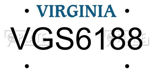 VGS6188 Virginia License Plate