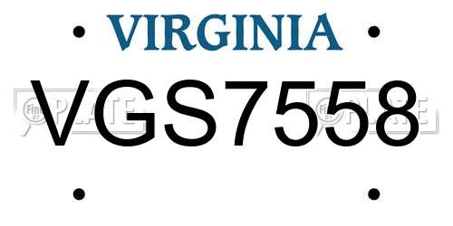 VGS7558 Virginia License Plate