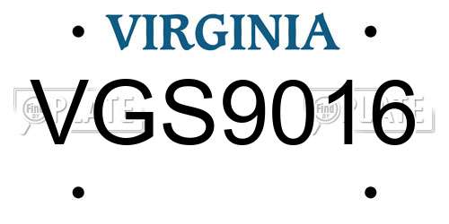 VGS9016 Virginia License Plate