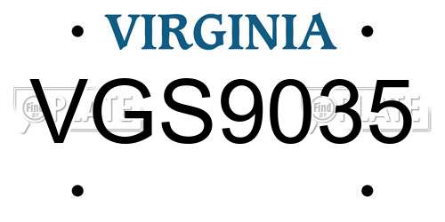 VGS9035 Virginia License Plate