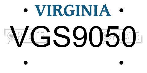 VGS9050 Virginia License Plate