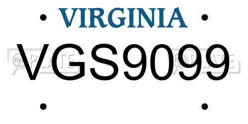 VGS9099 Virginia License Plate