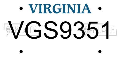 VGS9351 Virginia License Plate