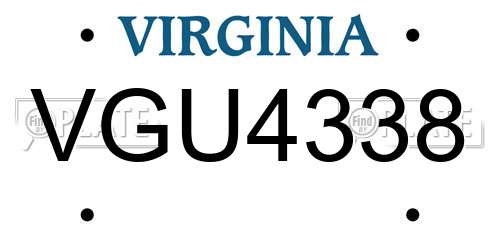 VGU4338 Virginia License Plate