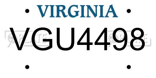 VGU4498 Virginia License Plate