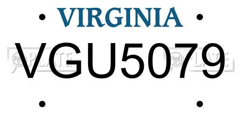 VGU5079 Virginia License Plate