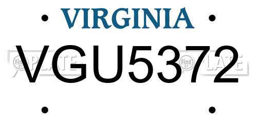 VGU5372 Virginia License Plate