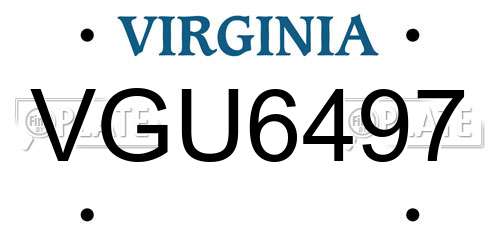 VGU6497 Virginia License Plate