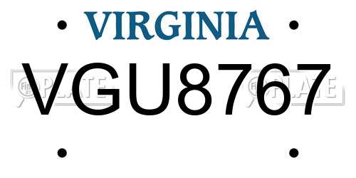 VGU8767 Virginia License Plate