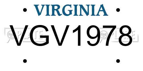 VGV1978 Virginia License Plate