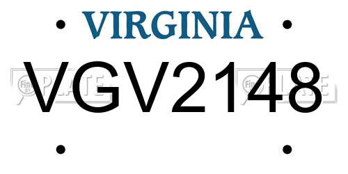 VGV2148 Virginia License Plate