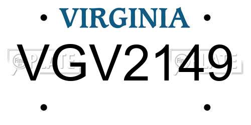 VGV2149 Virginia License Plate