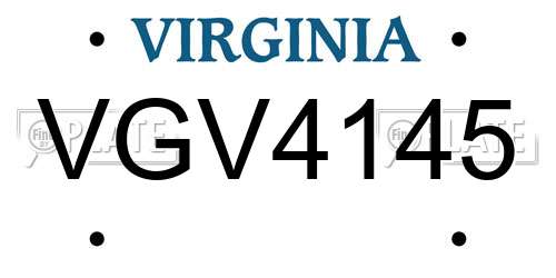 VGV4145 Virginia License Plate