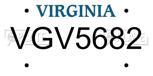 VGV5682 Virginia License Plate