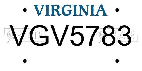 VGV5783 Virginia License Plate