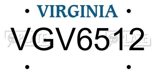 VGV6512 Virginia License Plate