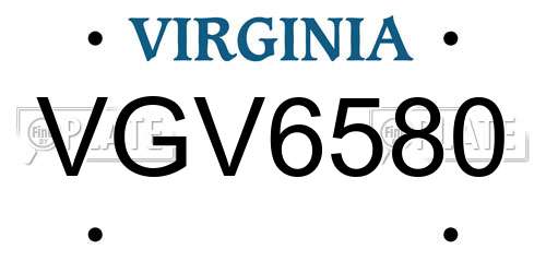 VGV6580 Virginia License Plate