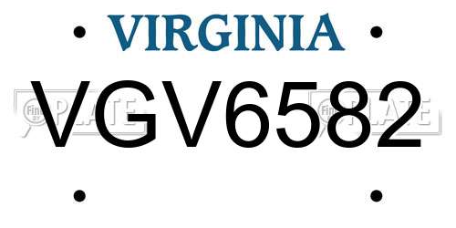 VGV6582 Virginia License Plate