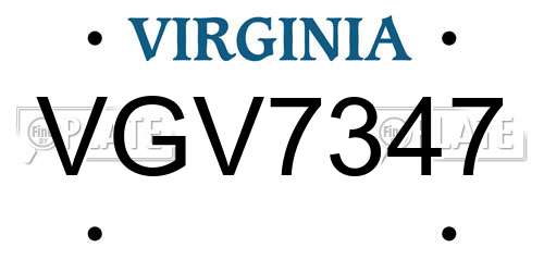 VGV7347 Virginia License Plate