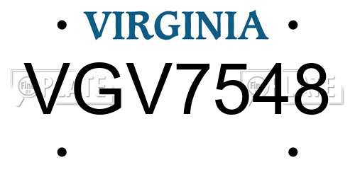 VGV7548 Virginia License Plate