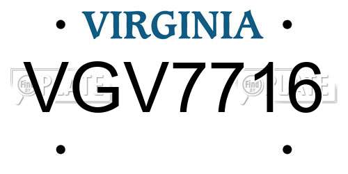 VGV7716 Virginia License Plate