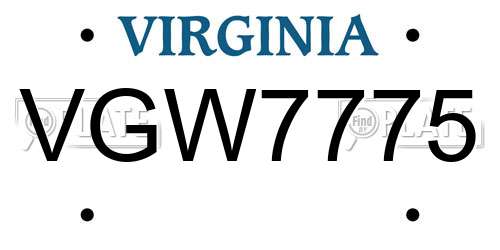VGW7775 Virginia License Plate