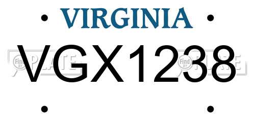 VGX1238 Virginia License Plate