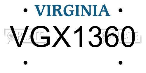 VGX1360 Virginia License Plate