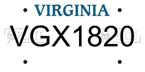 VGX1820 Virginia License Plate