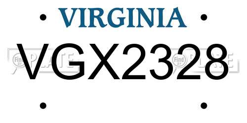 VGX2328 Virginia License Plate