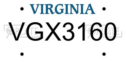 VGX3160 Virginia License Plate