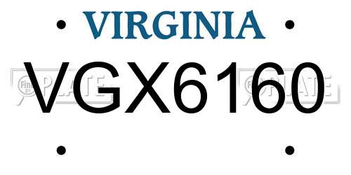 VGX6160 Virginia License Plate