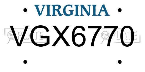 VGX6770 Virginia License Plate