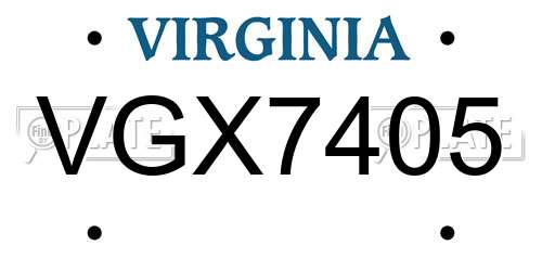 VGX7405 Virginia License Plate
