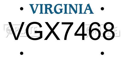 VGX7468 Virginia License Plate