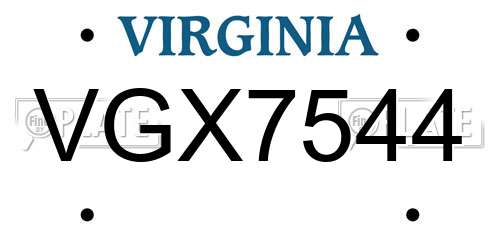 VGX7544 Virginia License Plate