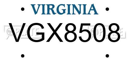 VGX8508 Virginia License Plate