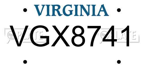 VGX8741 Virginia License Plate