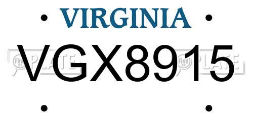 VGX8915 Virginia License Plate