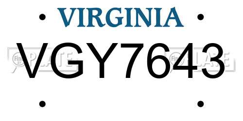VGY7643 Virginia License Plate