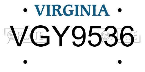 VGY9536 Virginia License Plate