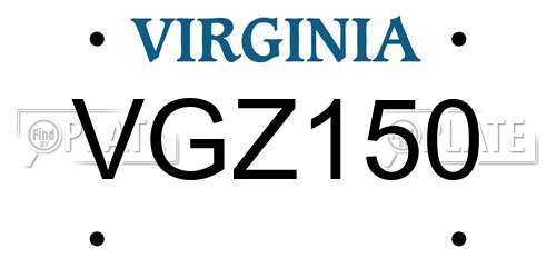 VGZ150 Virginia License Plate