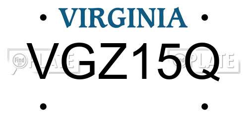 VGZ15Q Virginia License Plate