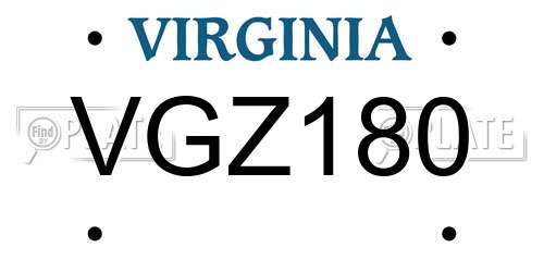 VGZ180 Virginia License Plate