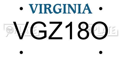 VGZ18O Virginia License Plate