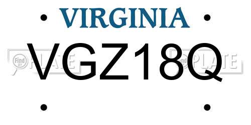 VGZ18Q Virginia License Plate