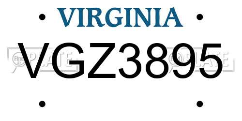 VGZ3895 Virginia License Plate