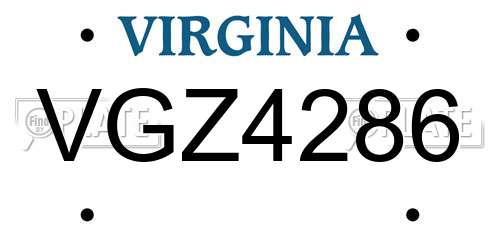 VGZ4286 Virginia License Plate