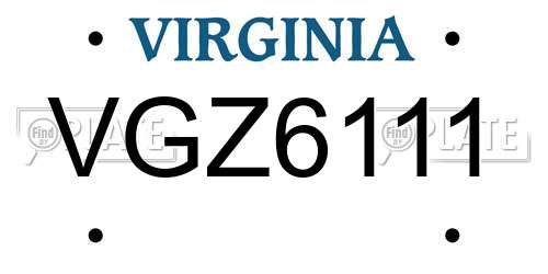 VGZ6111 Virginia License Plate