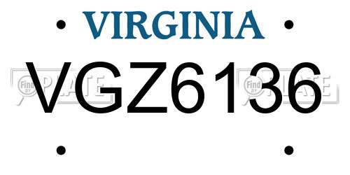 VGZ6136 Virginia License Plate